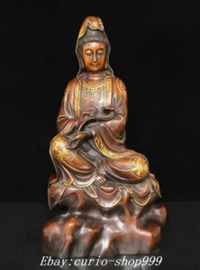 19" China Purple Bronze Gold Ruyi Kwan-yin Guan Yin Boddhisattva Goddess Statue - Picture 1 of 9