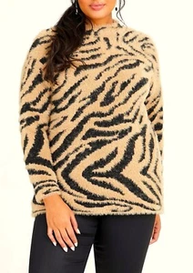 TS TAKING SHAPE VIRTU plus sz S / 16 Fluffy Zebra Knit Jumper soft NWT rrp$130 - Picture 1 of 6