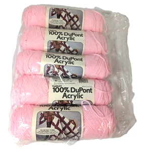 Caron Baby Pink Acrylic DuPont Yarn, Lot of 5 Skeins, 3 oz Each, No. 1224, 0007 - Picture 1 of 10