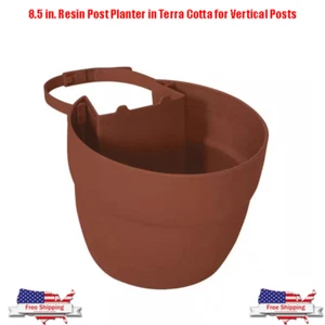 8.5 in. Resin Post Planter in Terra Cotta for Vertical Posts - Picture 1 of 5