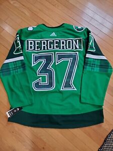 Adidas Boston Bruins Patrice Bergeron St. Patrick's Day Authentic Jersey Sz 56