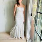 Hochzeitskleid von Jim Hjelm USA-Stil Charmeuse 1057 Größe 2 Meerjungfrauenstil Strand