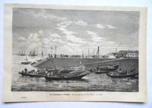 Der Apollohafen in Bombay. Originalzeichnung von Th. Weber, Holzstich von 1874 - Bild 1 von 1