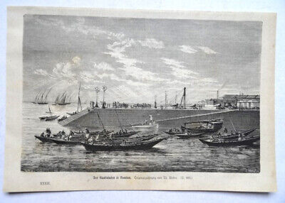 Der Apollohafen In Bombay. Originalzeichnung Von Th. Weber, Holzstich Von 1874 • 1€