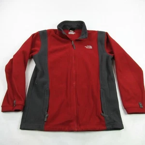 North Face Jacket Boys XL Red Fleece Long Sleeve Full Zip Pockets - Picture 1 of 10