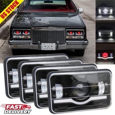 DOT For Cadillac Eldorado 1975-1985 4PCS 4x6" LED Headlights DRL Hi-Lo Beam DRL Foto 1 de 4