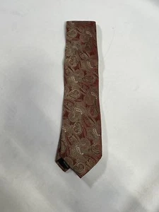 Mens Peacock Red With Gold Trim Pure Silk Handmade Tie NEW - Picture 1 of 4
