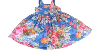 Ralph Lauren Girls Sz 3 Cotton Floral Print Sleeveless A Line Dress Blue Multi - Picture 1 of 9