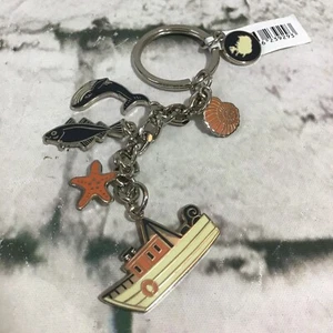 Nautical Theme Keychain Fishing Boat Starfish Whale Fish Shell Charms - Picture 1 of 3
