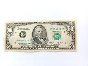 1985 $50 Fifty Dollar Bill Federal Reserve Note, US Serial # G04059413B - Picture 1 of 2