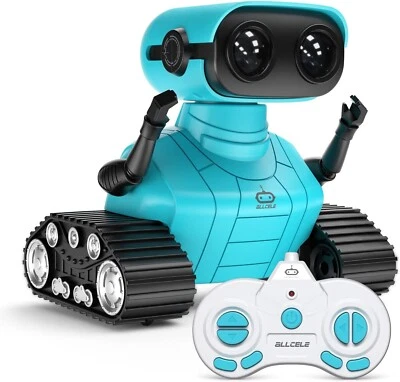 ALLCELE Roboter Kinderspielzeug, wiederaufladbar, ferngesteuert, mit LED-Augen