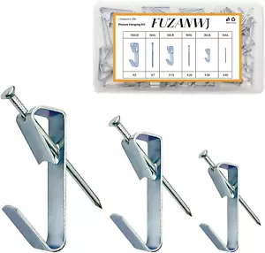 117Pcs Photo Picture Hangers Hanging Kit 3 Size Picture Hooks for 30/50/100lbs - Picture 1 of 8