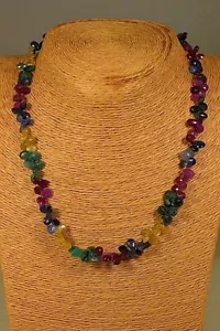 RUBIN SAPHIR SMARAGD KETTE COLLIER 144,00ct. Classic Heilstein Schmuck Edelstein - Bild 1 von 4