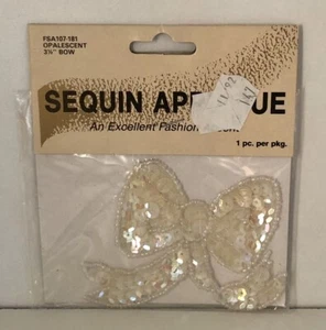 VTG 3.5" Opalescent Bow Sequin Applique Fashion Accent Sew On Patch FSA107 NEW - Picture 1 of 7