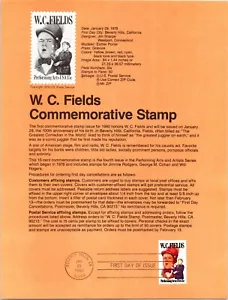 USPS FDC First Day Cover Souvenir Sheet W.C. Fields Scott #1803 - Picture 1 of 3