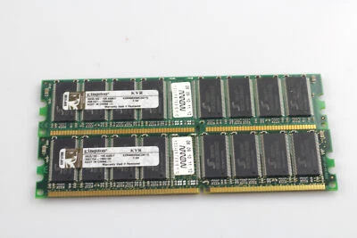 LOTTO DI 2 Kingston KVR400X64C3A/1G 184-pin PC-3200U NonECC 400MHz DDR Ram - Immagine 1 di 3