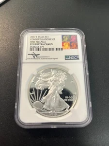2017 S SILVER EAGLE NGC PR-70 DCAM - CONGRATULATIONS SET - MERCANTI - SLAB - $1 - Picture 1 of 2