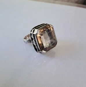Vintage Sterling Silver Smokey Quartz Scandia Ring - Picture 1 of 10