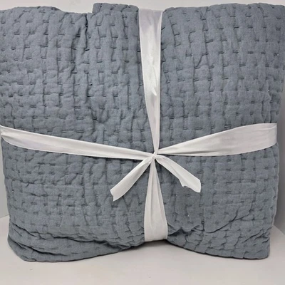 Edredón artesanal Pottery Barn Pick-Stitch KING Sonoma azul Foto 1 de 2