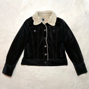 GAP Women’s Insulated Sherpa Lined Trucker Velour Y2K Jacket Size MEDIUM - Picture 1 of 8