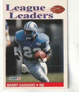 SPEDIZIONE GRATUITA-COME NUOVO-1992 Fleer #457 Barry Sanders League Leaders Detroit Lions - Foto 1 di 1