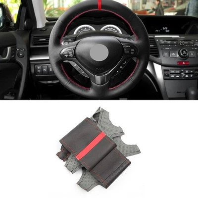 Hágalo usted mismo Cubierta de volante de cuero negro + rojo para Acura TSX 2009-2014 Sport Wagon Foto 1 de 4