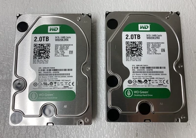 Lot 2 WD Green 2TB SATA 64MB Cache  WD20EZRX-60D8PB0 5400RPM 3.5" HDD - Image 1 of 3