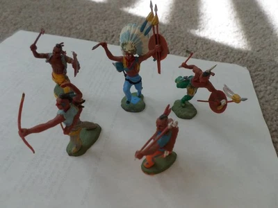 Cinco Swoppet Britains Ltd nativos americanos/indios de 1965 ish ¡buen estado! Foto 1 de 4