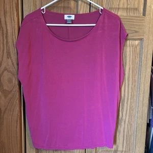 Old Navy Women Bright Pink Dolman Shirt Sleeve Shirt Medium Business Casual Top - Picture 1 of 3
