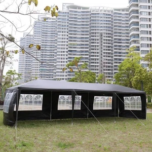 Large Outdoor Party Tent 10x30ft Black Waterproof Canopy Gazebo + 8 Walls - Picture 1 of 8