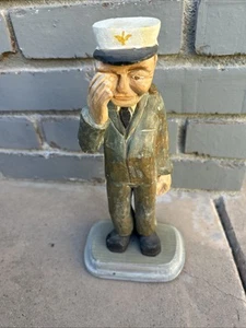 Marine Mann grüßt Holz geschnitzt Figur Vintage 10,5" groß - Bild 1 von 8