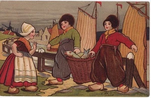 CPA - Illustrateur - J. WELLS - Retour de la pêche. - Bild 1 von 1