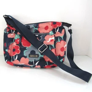 Lily Bloom Crossbody Blue and Pink Floral Bag Green Interior Pockets RN108833 - Picture 1 of 12