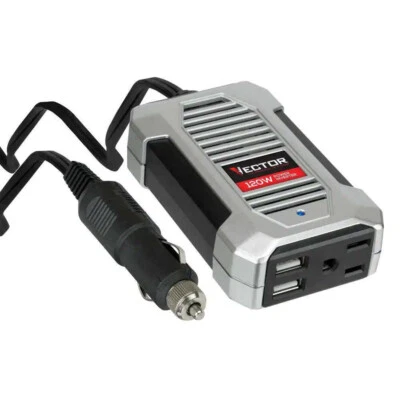 120 Watt Power Inverter, 12V DC, 120V AC, Dual USB Charging Ports - Image 1 of 3