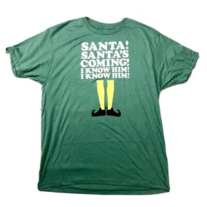 Elf Movie LARGE Green T-Shirt “Santa! Santa’s Coming! I Know Him! I Know Him!” - Picture 1 of 3