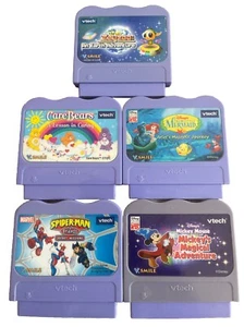 VTECH 5 Game Cartridge Lot. ZayZoo, Care Bears, Little Mermaid, Spider-Man +1 - Picture 1 of 1