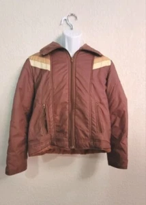 Anfang 80er Steppjacke Herren L braun Nylon Polyester Reißverschlusstaschen Farbblock  - Bild 1 von 20
