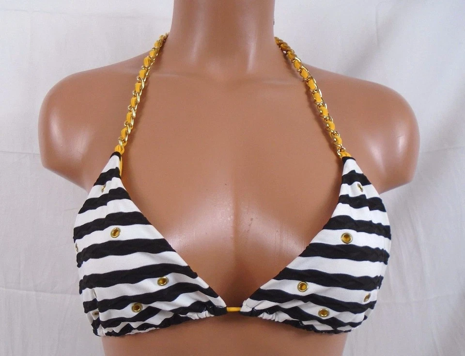 Sauvage втулки струнных инструментов треугольник в полоску бикини верхний черный и белый средний #434L  - Изображение 1 из 3