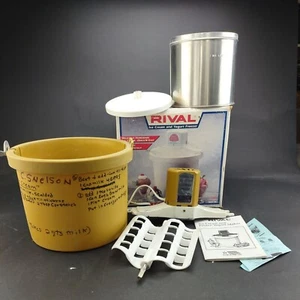 Rival 4 Quart Ice Cream Frozen Yogurt Maker 8401 W Vintage W/ Box Tested Working - Picture 1 of 12
