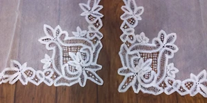 ♡Fabulous set of two french? antique net tape lace curtains 36x2=72 in x87 in d1 - Picture 1 of 6