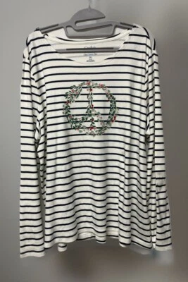 Camiseta CROFT & BARROW Peace Wreath XXL algodão stretch manga longa clássica - Imagem 1 de 4