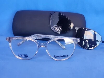 New Revolution Eyeglass Frame w/ Magnetic Sun Clip Chelsea Gray Plastic 50-15 - Image 1 of 4