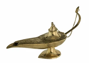 Grande Lampe Aladin à huile sans génie 24 cm laiton doré style antique # 1017 - Picture 1 of 12