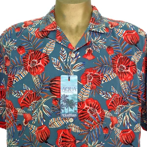 NWT Caribbean Aqua Collection XL Men's Hawaiian Shirt 52" Chest MSRP $79.50 - Picture 1 of 8