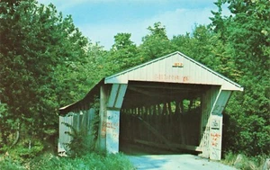 Postkarte Adams Mill Bridge über Wild Cat Creek bei Cutler, Indiana Vintage - Bild 1 von 2