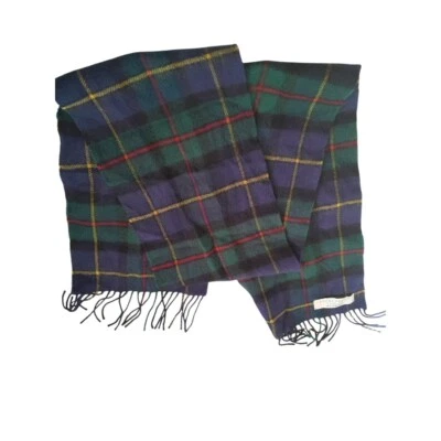 LOCHCARRON of scotland plaid  Tartan 100% lambWool Scarf - Green and Blue - Image 1 of 4