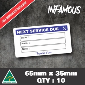 10x Custom Next Service Due Label Stickers 35x65mm Maintenance Vehicle SERV2 - Picture 1 of 2