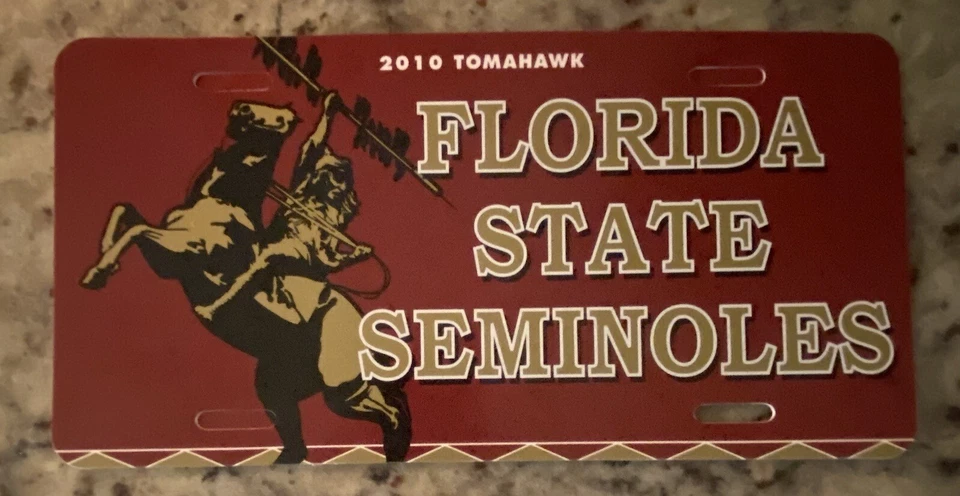 Collectors Florida State Vanity Plate Renegade Chief Osceola FSU Seminoles 2010 - Image 1 of 1