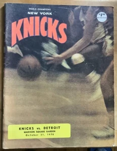 New York Knicks VS Detroit Program October 31, 1970 Madison Square Garden - Picture 1 of 5