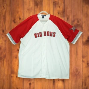 Vintage 90s Big Dogs Mens 4X Short Sleeve Baseball Jersey White & Red - Picture 1 of 7
